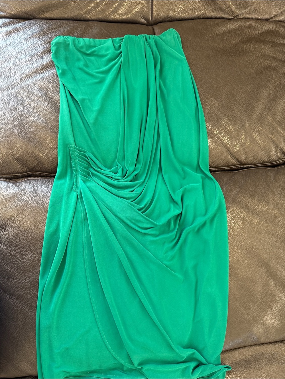 Yigal Azrouel Strapless Emerald Green Draped Dress